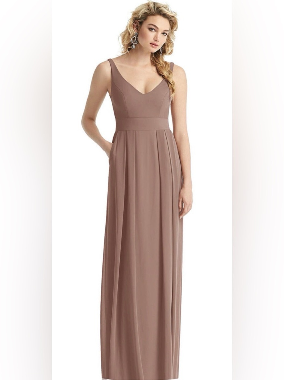 After Six sleeveless v neck dusty rose chiffon bridesmaid dress size 4R